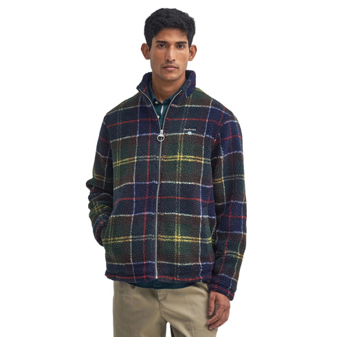 Pile Uomo con motivo tartan e logo ricamato sul petto